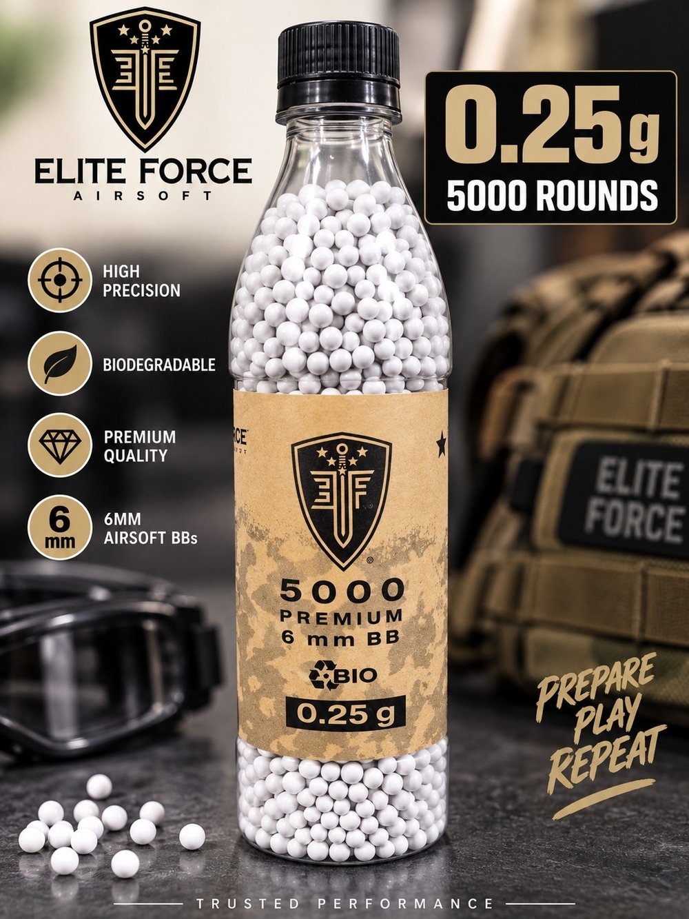 Elite Force 5000 Premium BIO 6mm Airsoft BBs 0.25g White Biodegradable Ammo New